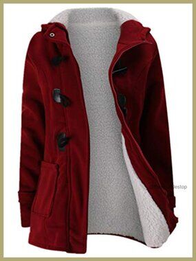 Women's Hooded Fleece Thicken Coat Horn Button Winter Warm Jacket